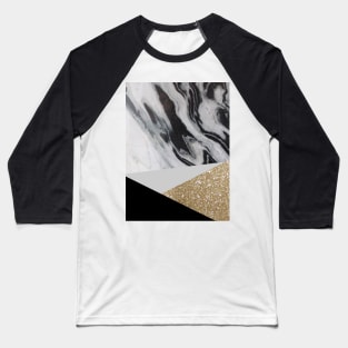 Modern preppy chic black Gold Pattern  Geometric marble Baseball T-Shirt